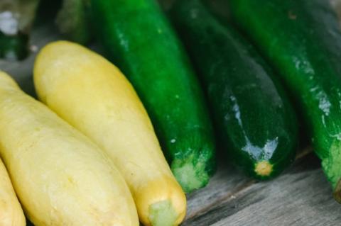 Yellow squash and zucchini on a table
